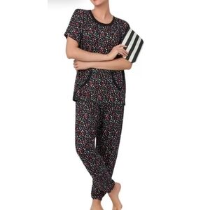 Secret Treasures Ditsy Floral PJ Set Black Size M (8-10)